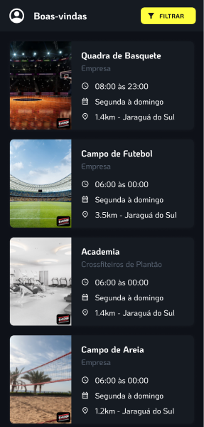 Tela de detalhes de um local no aplicativo Allp