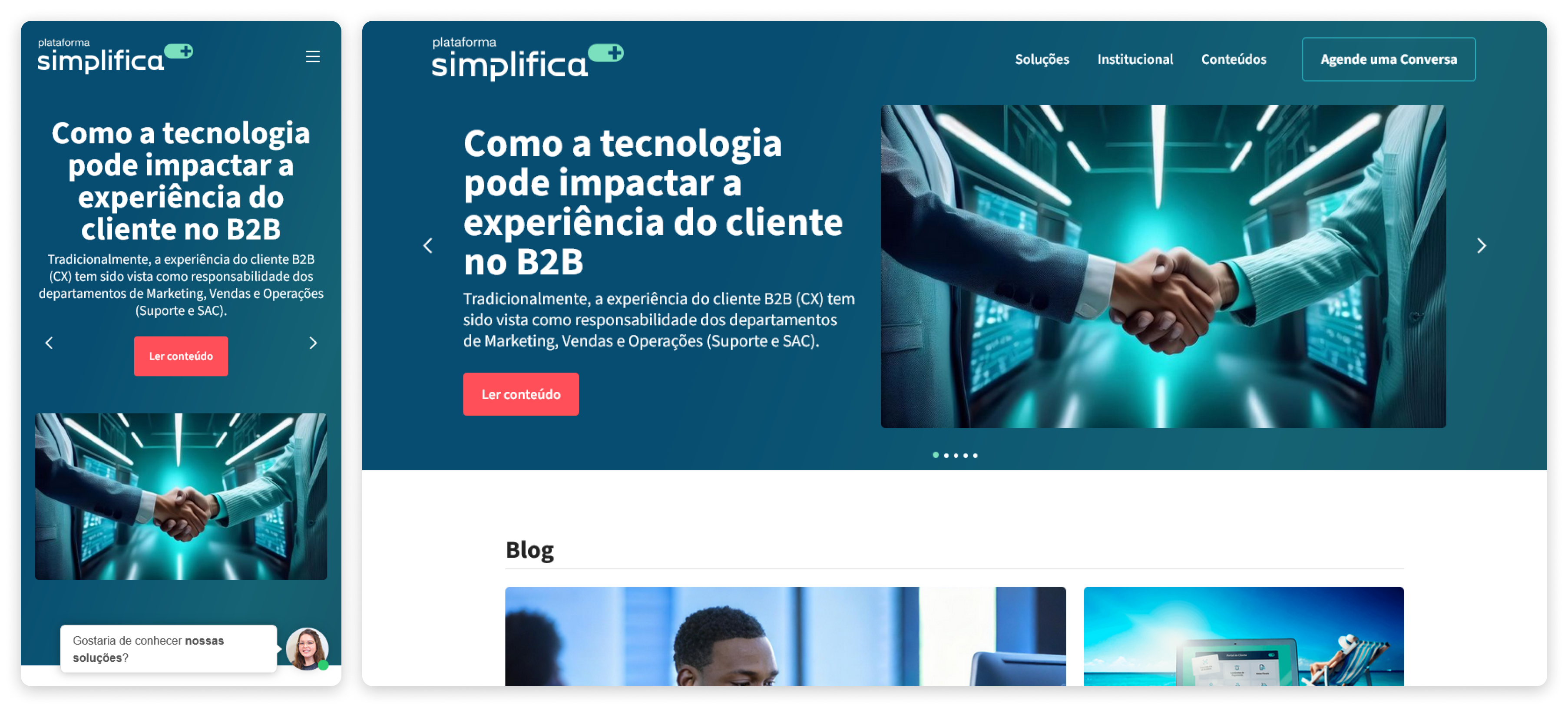 Imagem da tela inicial do site